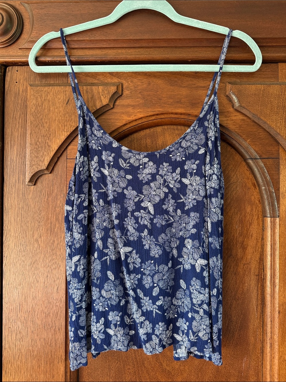 Lulu's Navy Floral Lace-Trim Open-Back Cami